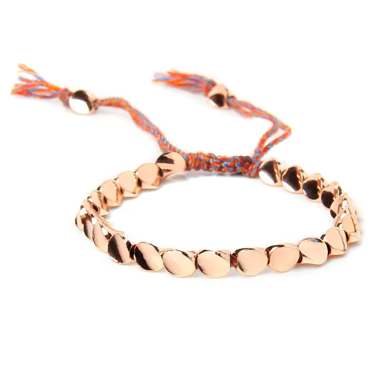 Handmade Tibetan Buddhist Copper Beads Bracelet Adjustable Braided Bracelets For Women Men Lucky Thread Bangles Vintage Jewelry