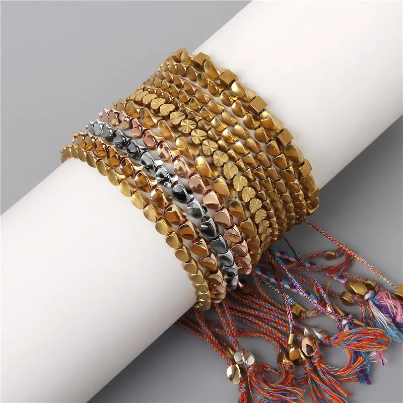 Handmade Tibetan Buddhist Copper Beads Bracelet Adjustable Braided Bracelets For Women Men Lucky Thread Bangles Vintage Jewelry