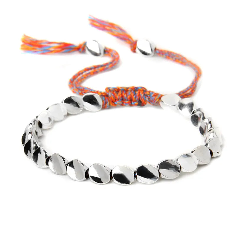 Handmade Tibetan Buddhist Copper Beads Bracelet Adjustable Braided Bracelets For Women Men Lucky Thread Bangles Vintage Jewelry