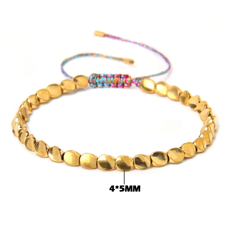 Handmade Tibetan Copper Beads Bracelet - Adjustable & Lucky