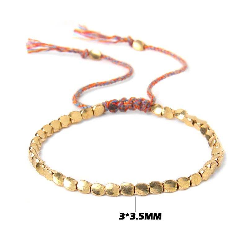 Handmade Tibetan Copper Beads Bracelet - Adjustable & Lucky