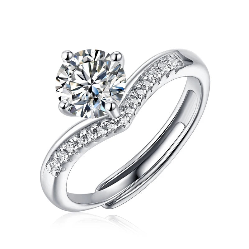 Elegant Moissanite Engagement Ring - 925 Silver