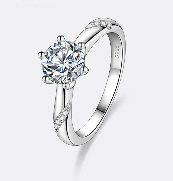 PERFANY 1-3CT Moissanite Ring for Women S925 Pure Silver Six Claw Laboratory Cultivated Diamond Engagement Ring Wedding Jewelry