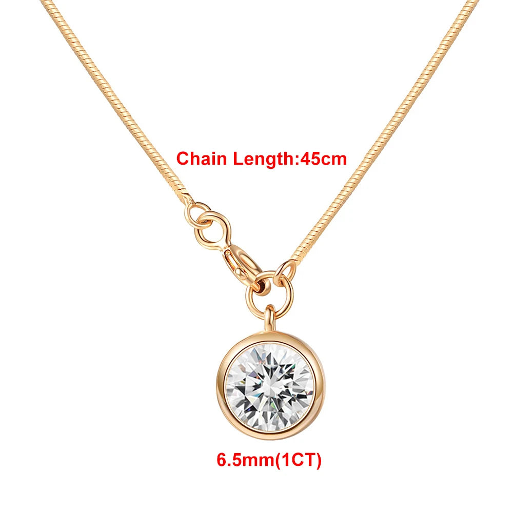 Exquisite Moissanite Pendant Necklace - 18K Gold Plated