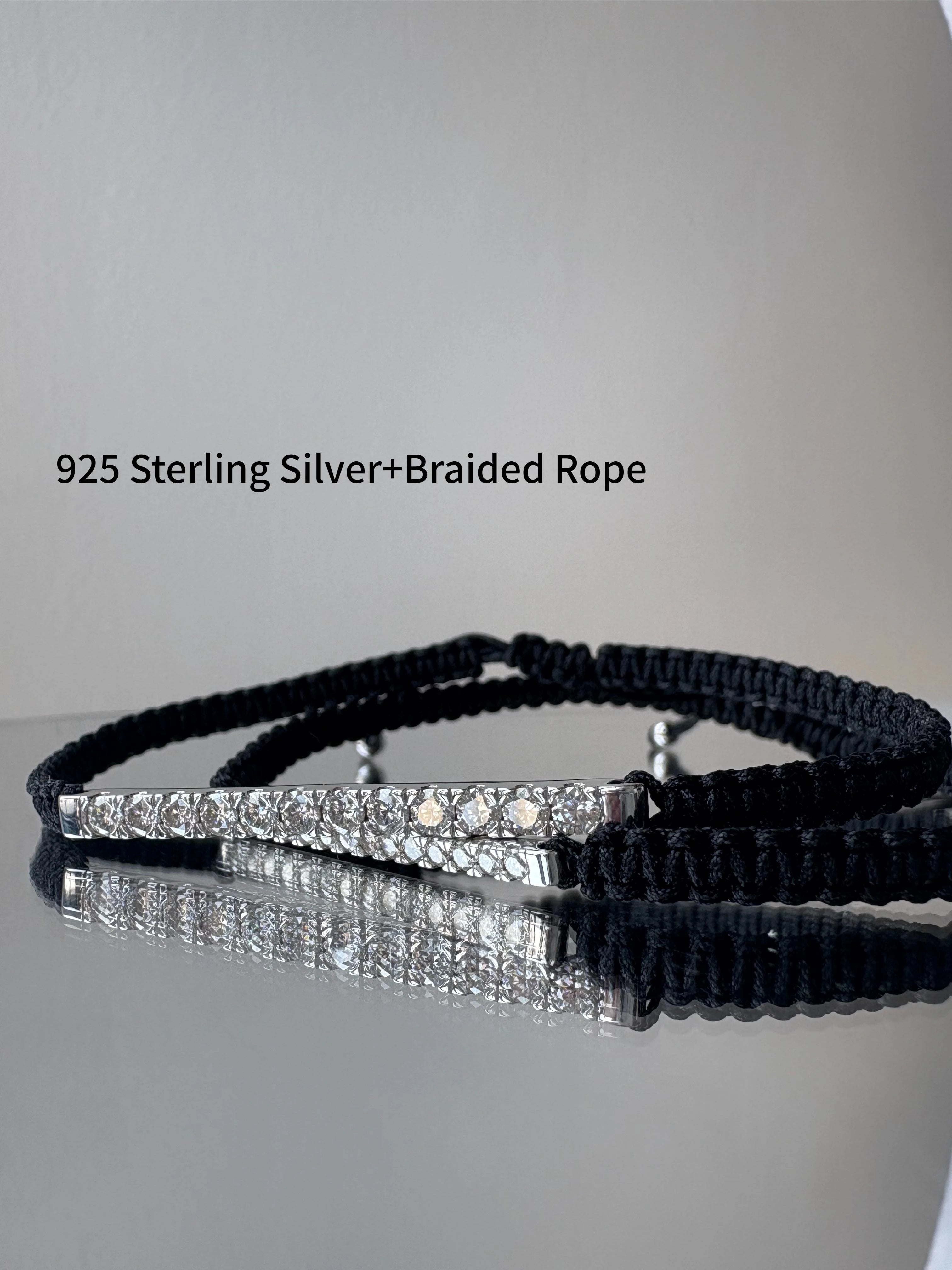 Exquisite Moissanite Braided Rope Bracelet in 925 Sterling Silver