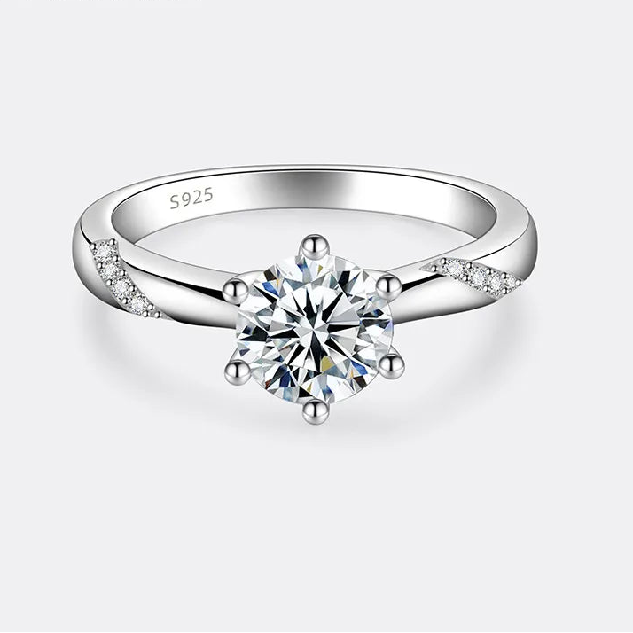PERFANY 1-3CT Moissanite Ring for Women S925 Pure Silver Six Claw Laboratory Cultivated Diamond Engagement Ring Wedding Jewelry