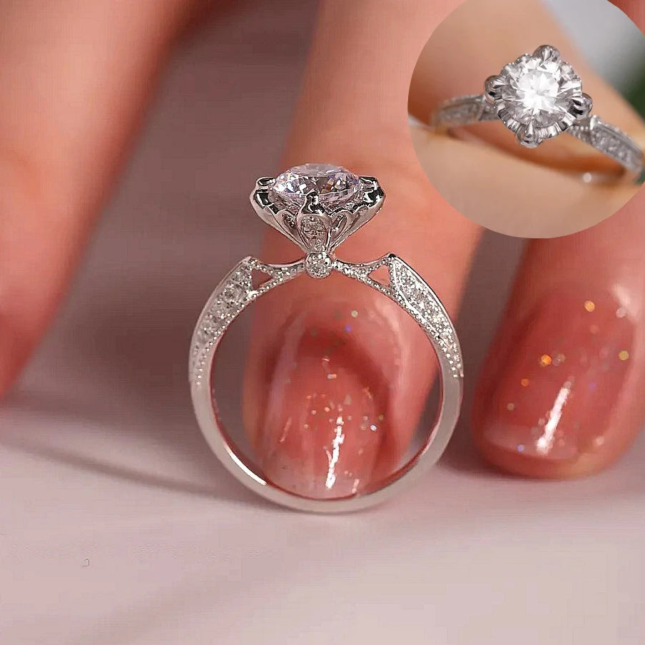 BXINY Moissanite 1 Carat S925 Silver Wedding Ring